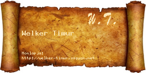 Welker Timur névjegykártya